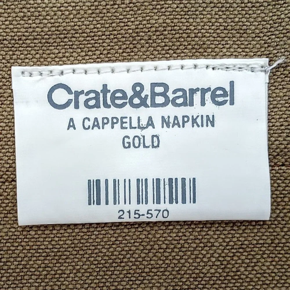 Crate & Barrel A Cappella Gold Square Metallic Border Cotton Blend Napkins (4)